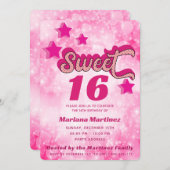 Coole Whimsy moderne Superstar-Typografie pink Einladung (Vorne/Hinten)