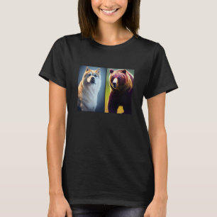 Coole Wildtier-Bär & Weißer Hund Husky-Outfit-Illu T-Shirt