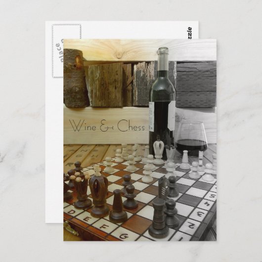 Coole Wine & Schach Postkarte! Postkarte (Vorne/Hinten)