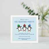 Coole Winter-Pinguin-Eis-Skaten Party Einladung (Stehend Vorderseite)