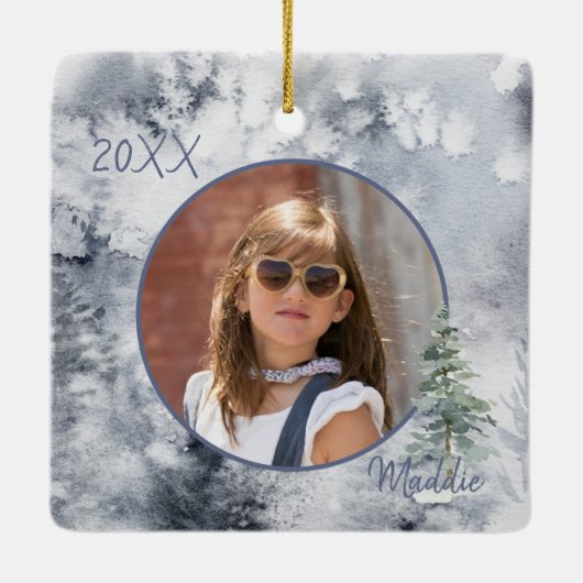 Coole Winterfoto-Vorlage Keramikornament (Rückseite)