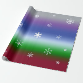 Coole Winterschneeflocken mit Regenbogen Geschenkpapier