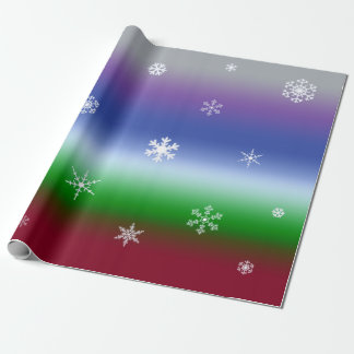 Coole Winterschneeflocken mit Regenbogen Geschenkpapier