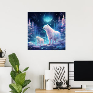 Coole Winterwolf-Liebhaber Poster