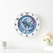 Coole Wolfsfresser im Winter Große Wanduhr (Zuhause)