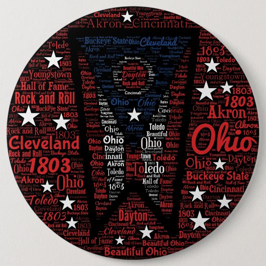 Coole Word Art Ohio Staat 100 Rund um die Ecke Button (Vorderseite)