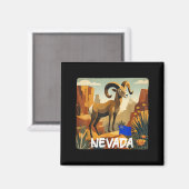 Coole Wüsten-Nevada-Kostüm mit Dickhornschaf Magnet (Vorderseite/Rückseite)