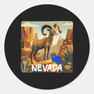 Coole Wüsten-Nevada-Kostüm mit Dickhornschaf Runder Aufkleber