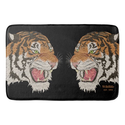 Coole wütende Wildtiere, die Tigers schwarz bekämp Badematte (Vorderseite)