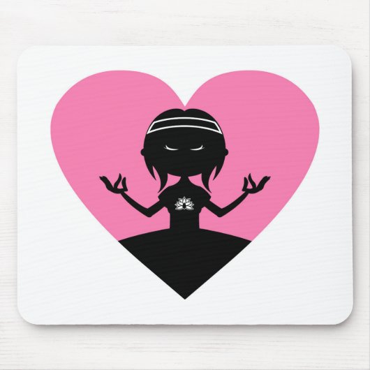 Coole Yoga-Mädchen-Silhouette Mousepad (Vorne)