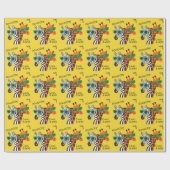 Coole Zebra Giraffe Cartoon Illustration Geschenkpapier (Flach)