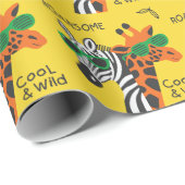 Coole Zebra Giraffe Cartoon Illustration Geschenkpapier (Rolleneckpunkt)