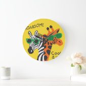 Coole Zebra Giraffe Cartoon Illustration Große Wanduhr (Zuhause)