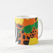 Coole Zebra Giraffe Cartoon Illustration Kaffeetasse (VorderseiteRechts)