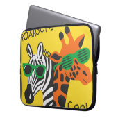Coole Zebra Giraffe Cartoon Illustration Laptopschutzhülle (Vorderseite Links)