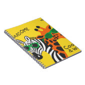 Coole Zebra Giraffe Cartoon Illustration Notizblock (Rechte Seite)