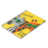Coole Zebra Giraffe Cartoon Illustration Notizblock (Linke Seite)