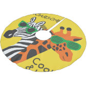 Coole Zebra Giraffe Cartoon Illustration Polyester Weihnachtsbaumdecke (Schrägansicht)