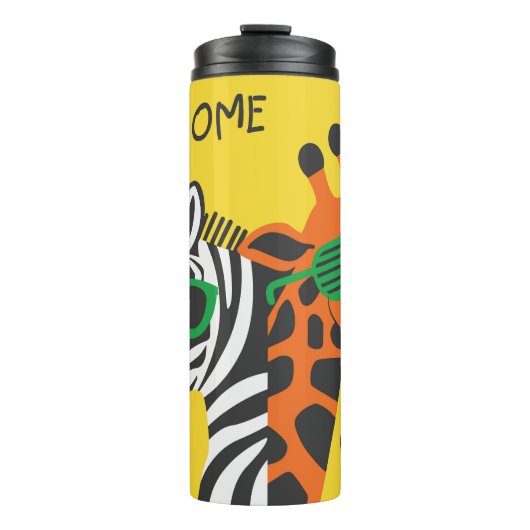 Coole Zebra Giraffe Cartoon Illustration Thermosbecher (Vorderseite)