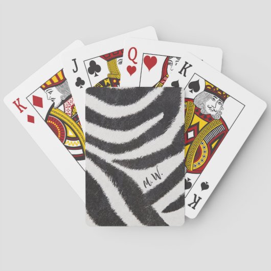 Coole Zebrastreifen-Design Anfangsbuchstaben Monog Spielkarten (Rückseite)