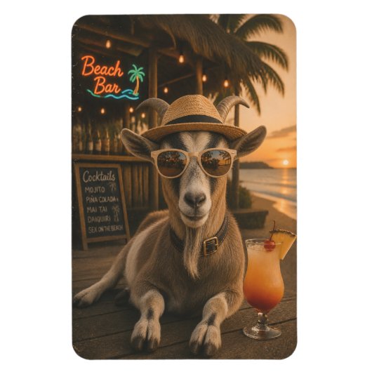 Coole Ziegenstrand mit Cocktail Magnet (Vertikal)