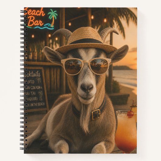 Coole Ziegenstrand mit Cocktail Notizblock (Vorderseite)