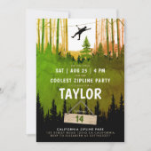 Coole Zipline Grünwald Bäume Naturerlebnis Einladung (Vorderseite)