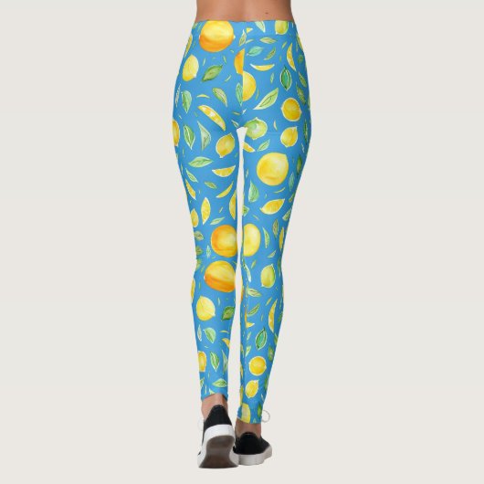 Coole Zitrusfrüchte auf türkisfarbenem Wasserfarbm Leggings (Rückseite)