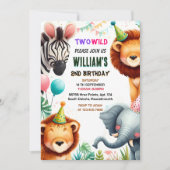 coole Zoo zebra Safari in zwei Wildnis 2. Geburtst Einladung (Vorderseite)