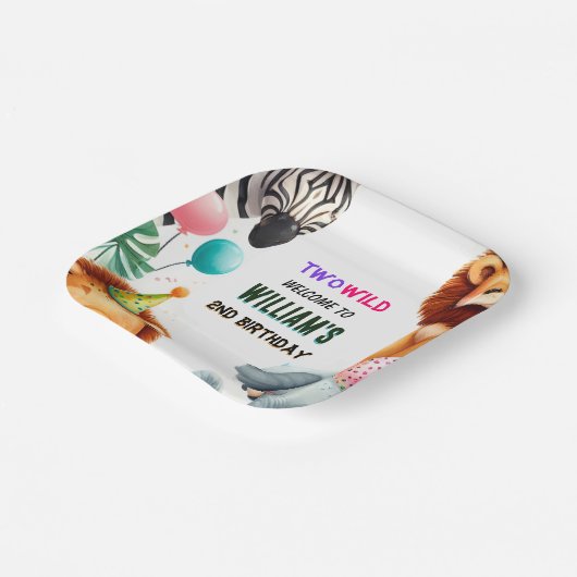 coole Zoo zebra Safari in zwei Wildnis 2. Geburtst Pappteller (Gewinkelt)