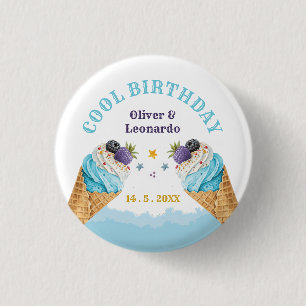 Coole Zwillings-Eiscreme-Jungs-Geburtstagspapierpl Button