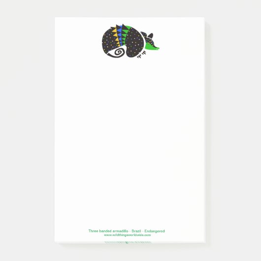 Coolen drei banded ARMADILLO - gefährdetes Tier - Post-it Klebezettel (Vorderseite)
