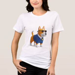 Cooler 3D-Corgi-Charakter in blauem Polohemd und S Tri-Blend Shirt