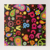 Cooler 60er Style Peace & Liebe Puzzle (Horizontal)