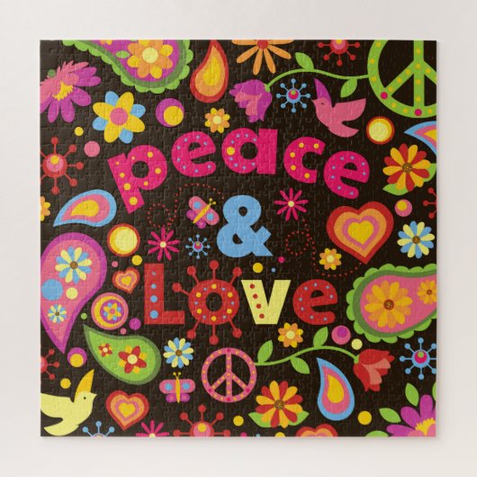 Cooler 60er Style Peace & Liebe Puzzle (Vertikal)