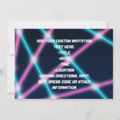 Cooler 80er Laser Light Show Background Retro Neon Einladung (Rückseite)