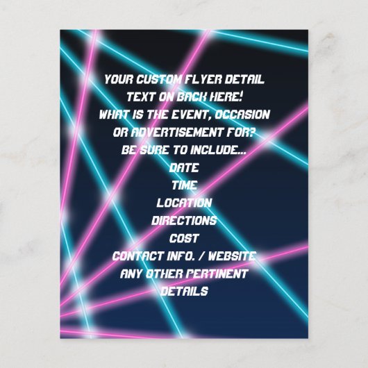 Cooler 80er Laser Light Show Background Retro Neon Flyer (Hinten)