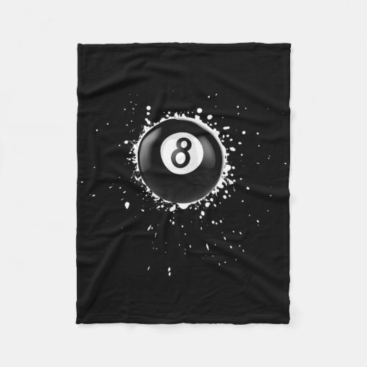 Cooler 8-Ball-Acht-Pool Billard Paint Spritzer Ei Fleecedecke (Vorderseite)