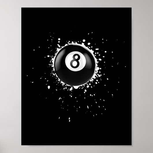 Cooler 8-Ball-Acht-Pool Billard Paint Spritzer Ei Poster (Vorne)