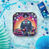 Cooler Abschluss Typ mit nettem Fahrzeug Pappteller (Party)