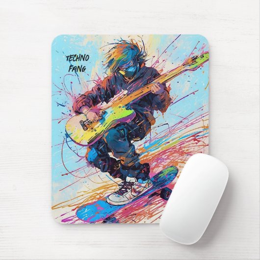 Cooler Abstrakter Animateurgitarrist Mousepad (Mit Mouse)