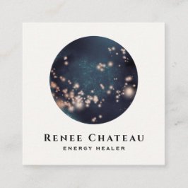 Cooler Abstrakter Himmelsmond und Sterne Quadratische Visitenkarte