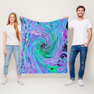 Cooler Abstrakter Limettengrün und Lila Blumenwirb Fleecedecke