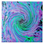 Cooler Abstrakter Limettengrün und Lila Blumenwirb Fliese (Vorderseite)