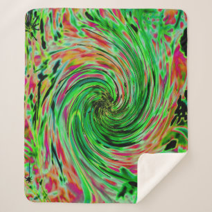 Cooler Abstrakter Limettengrün- und Schwarz-Blüten Sherpadecke