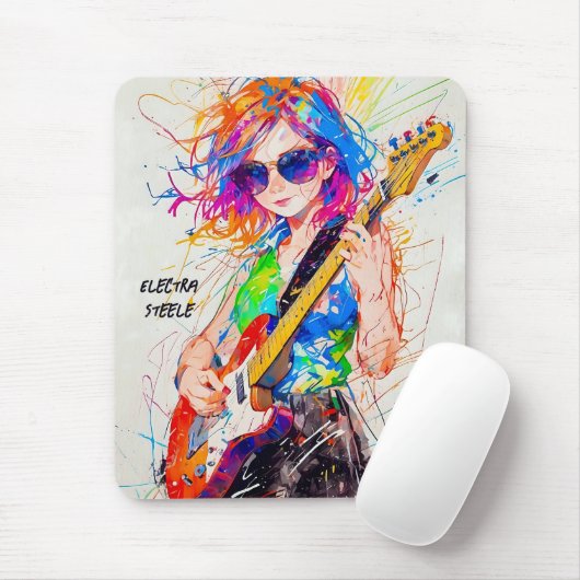 Cooler Abstrakter Pop Anime Guitarist Mousepad (Mit Mouse)