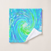 Cooler Abstrakter Retro-Aqua und Kalkgrüner Swirl Badhandtuch Set (Waschlappen)