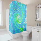 Cooler Abstrakter Retro-Aqua und Kalkgrüner Swirl Duschvorhang (Beispiel)