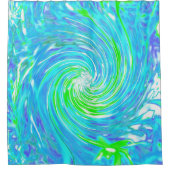Cooler Abstrakter Retro-Aqua und Kalkgrüner Swirl Duschvorhang (Vorderseite)
