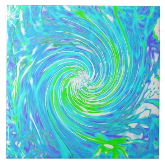 Cooler Abstrakter Retro-Aqua und Kalkgrüner Swirl Fliese (Vorderseite)
